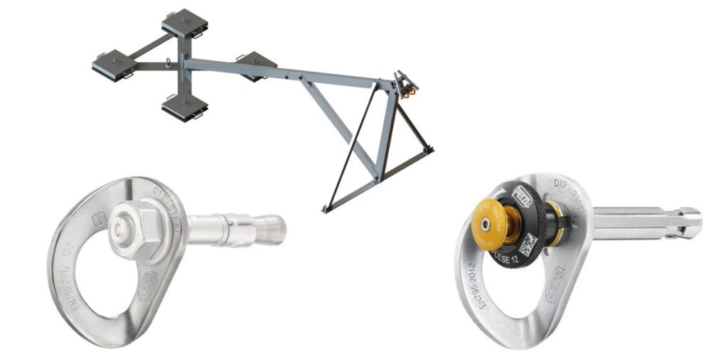 Anclaje temporal portátil utilizado en tareas de mantenimiento e inspección